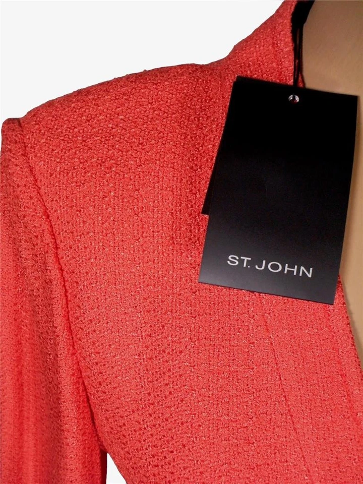 Nuevo con etiquetas. Chaqueta Blazer JOHN Knits Nantucket Rojo Cáñamo Tejido Talla 10 12 $1195 Foto 2 de 4