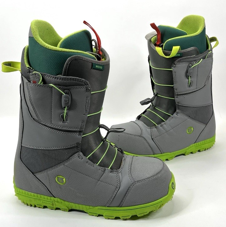 Burton Moto Snowboard Boots Gray Lime Green Mens Size 13 Upper Lower Lace Pulls
