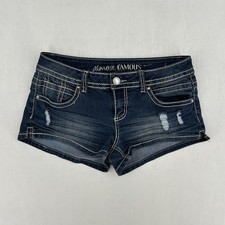 Almost Famous Distressed Low Rise Denim Micro Shorts Festival Y2K 2000s Size 9