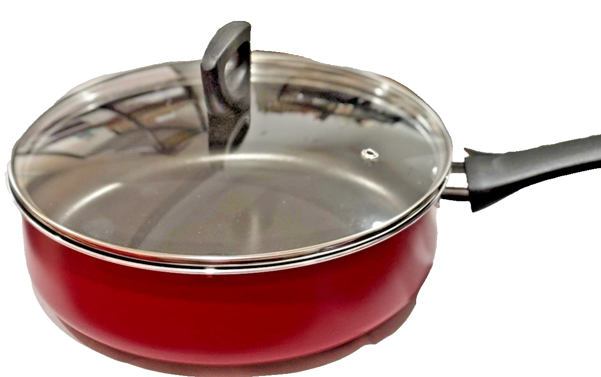 Cooks Red Aluminium Nonstick Saute/All Purpose Pan with Lid 3 Quart/24CM