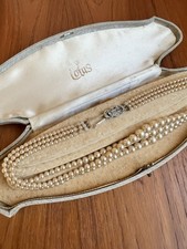 Vintage 1960s Original Boxed Lotus 3 Strand Pearls Necklace