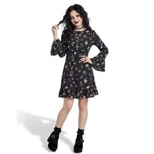 Eliza J Womens Romantic Whimsigoth Goth Dress 4 Black Floral Bell Sleeve Ruffle