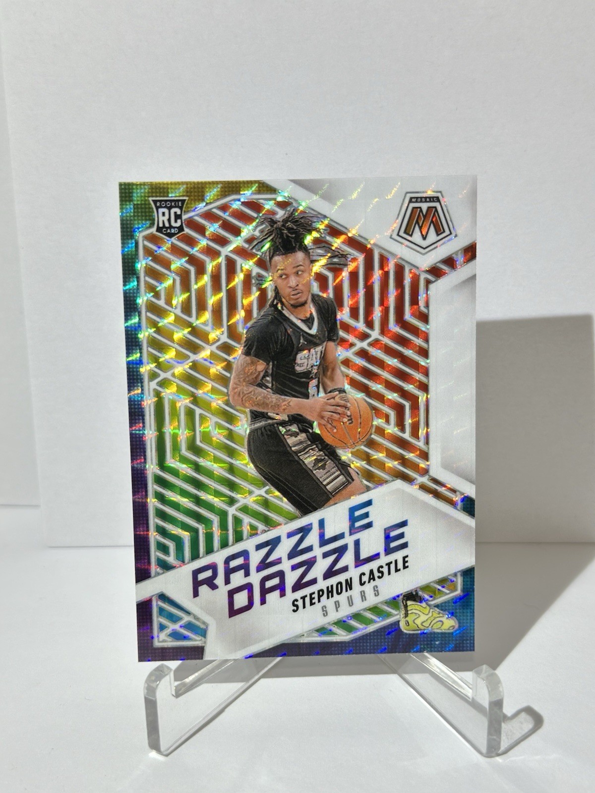 2024-25 Mosaic Stephon Castle Razzle Dazzle RC SP Rookie #13 Spurs
