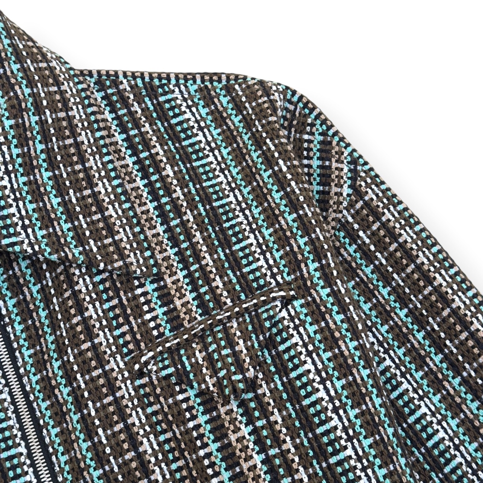 BOTTEGA VENETA TWEED ZIP-UP JACKET TEAL / BROWN 50 / M RRP£2200 image 4
