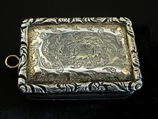 Antique Georgian English Sterling Silver Vinaigrette Pendant Gilt Interior 1827