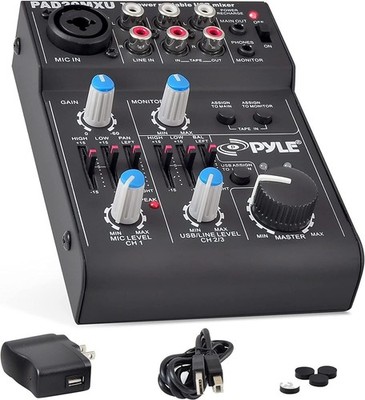 Pyle 5 Channel Professional Compact Audio Mixer with USB Interface PAD20MXU