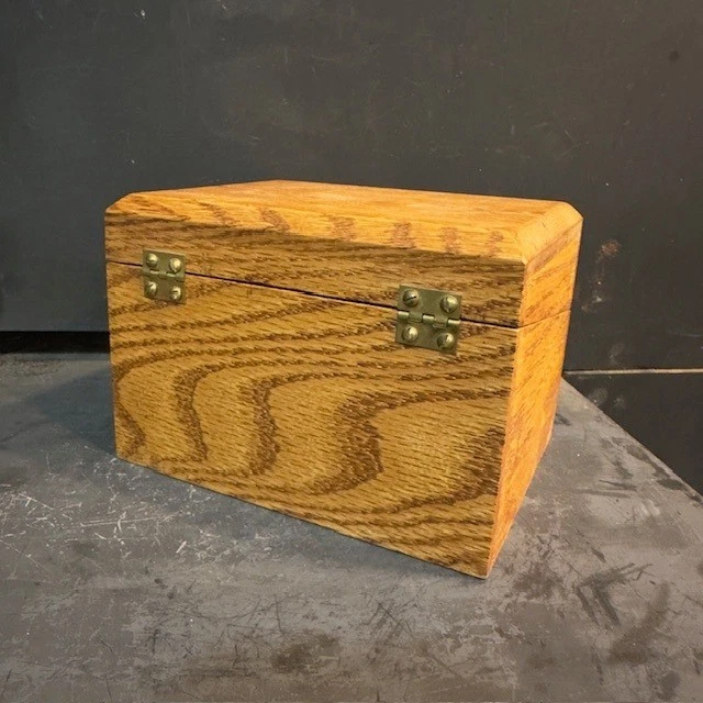 Solid Wood Keepsake Recipe Box Hinged Lid Storage Organizer Rustic FarmDecor - Image 3 of 4