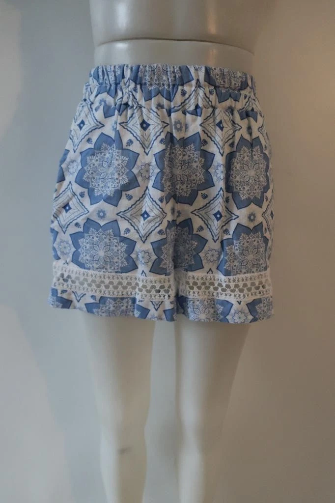 Womens Temptation Positano Blue White (Item- 88) Pure Linen Floral Shorts M