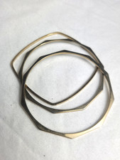 Gold Tone Geometric Bangle Bracelet Set Of Three