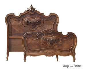 Bed Frame ~ Antique French Louis XVI Queen Headboard FB & Rails Victorian Style