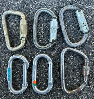 Lot (6) Locking Non Locking Carabiner Shaped Screw Lock Yoke Omega Black Diamond