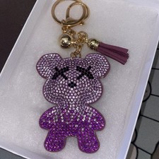 pink sparkling teddy bear rhinestone keychain or bag charm.