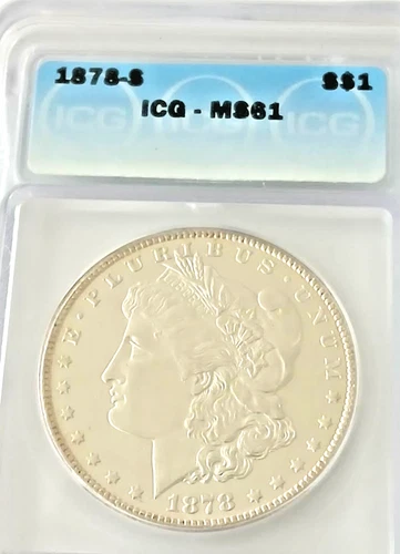 1878-S MORGAN SILVER DOLLAR ICG MS61