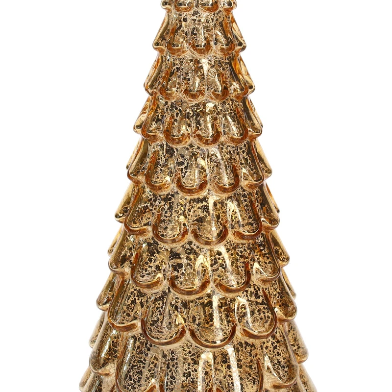Albero di Natale Decorativo in Vetro Oro con Luce LED Soprammobile Natale, fotografia 4 di 9