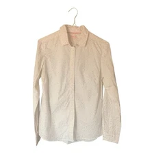 Boden The Classic Shirt Metallic Polka Dot Size 4 White Gold