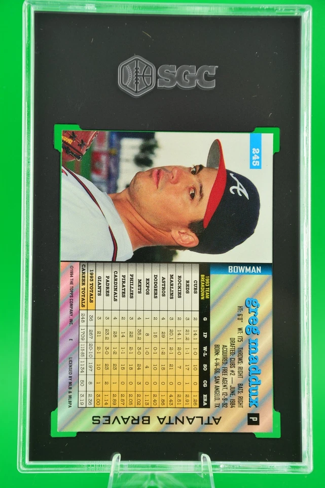 1994 Bowman #245 Greg Maddux Atlanta Braves HOF SGC 9.5 - Image 2 of 2