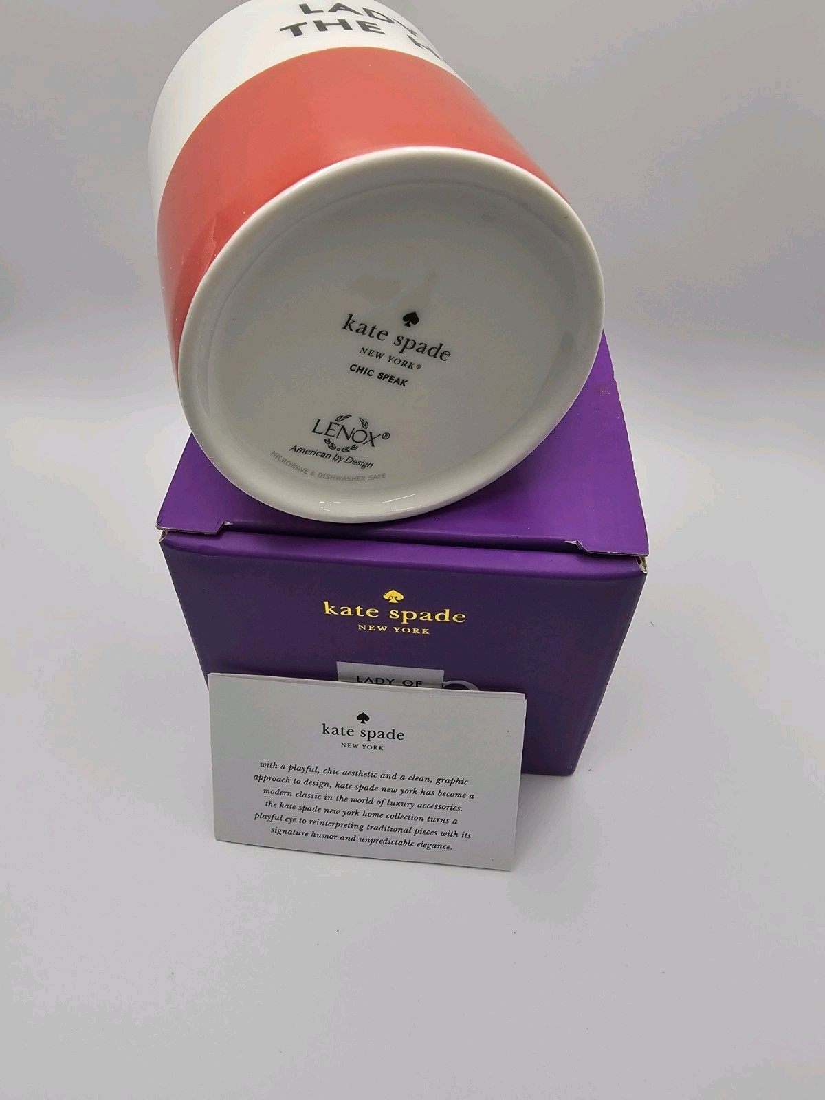 Kate Spade New York Lady of the Hour Coffee Tea Mug Red White Chic Lenox thumbnail 4