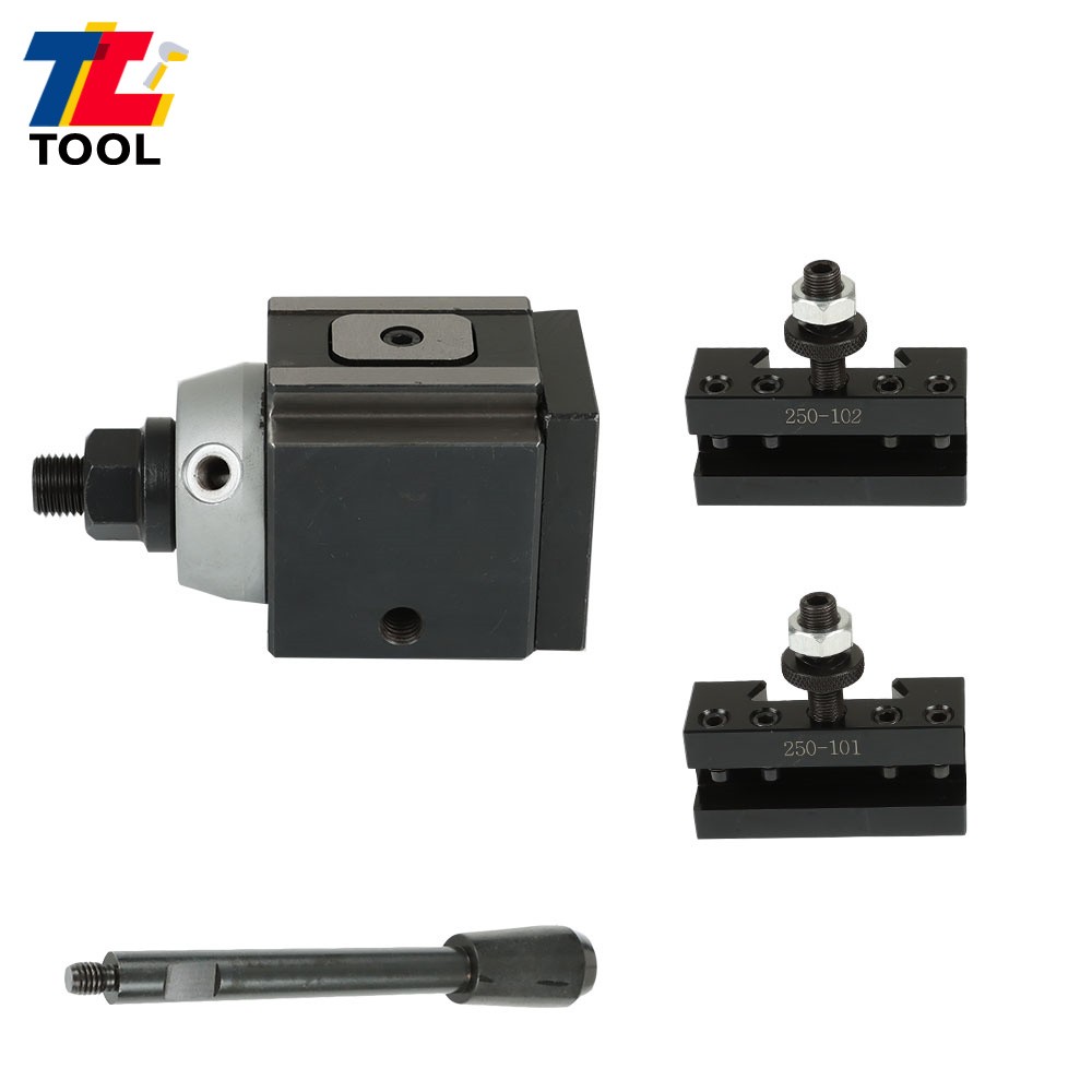 3-Pcs AXA 250-100 Set Piston Type Quick Change Tool Post Holder For Lathe 6- 12"