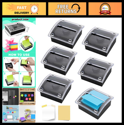 6 Pcs Pop Up Sticky Note Dispenser Holder, Clear Top for 3x3 Notes, Office & Hom