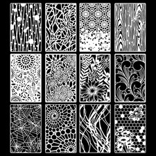 12Pcs Large Art Stencils for Crafts Reusable, Net Wood Grain Flower Painting ...