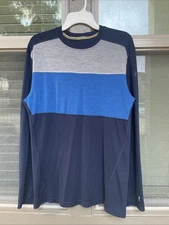 SMARTWOOL Men's Wool Shirt XL XLARGE Blue Crew Base Layer Merino 250 Long Sleeve