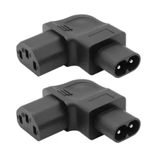 2 PCS IEC 320 C13 To C8 Power Adapter C8 Male To C13 Female Right Angle Plug