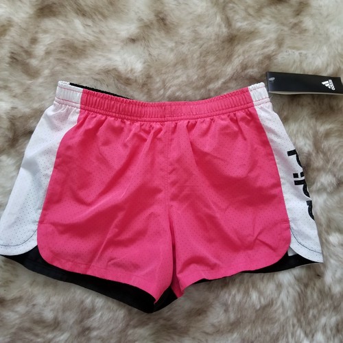ADIDAS Girls Activewear Woven Logo Shorts in Pink & Black Size S (7-8) NEW - Picture 2 of 9