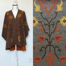 Vintage Patterned Oversized Shawl, Reversible Large Cape