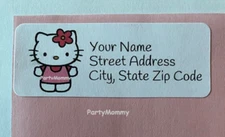 30 Personalized Return Address Labels, Hello Kitty, 2.625" x 1",Name Tag,sticker