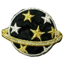 IRON ON PATCH APPLIQUE - STAR PLANET 1 1/2" high x 2" wide FREE SHIPPING
