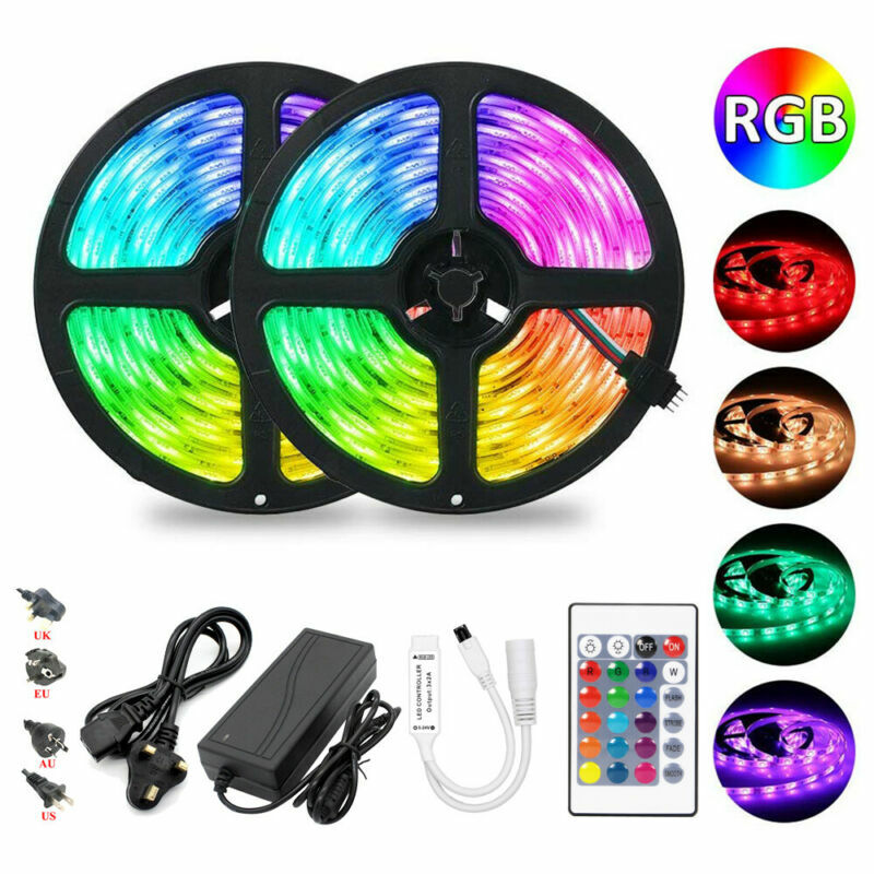 10 Meter (33ft) RGB LED Strip Light - 5050 SMD, 300/600 LEDs, 24V With IR Remote