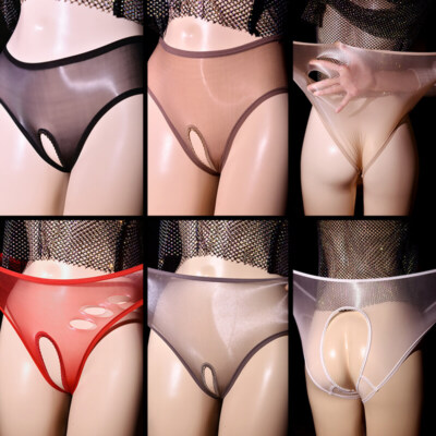 Ladies Sheer Transparent Briefs Panties Knicker Zipper Crotchless Boxer Shorts E - Foto 8