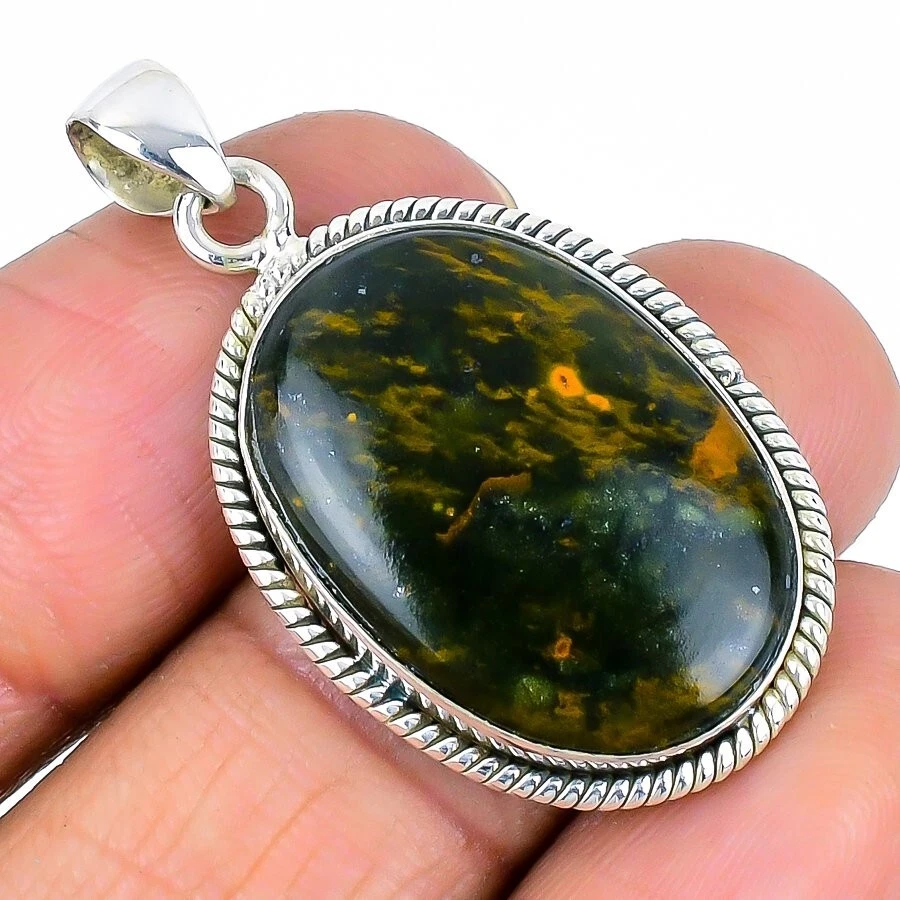 CHROME HEARTS Ciondolo matrimonio figlia trendy artigianale pietra calcedonio cromato argento 925