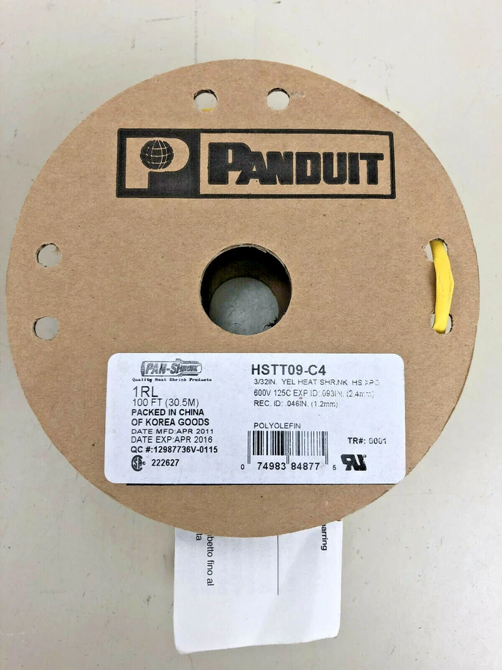PANDUIT HSTT09-C4 3/31 amarillo termocontraíble HS XPO 600V 1090 pies 30,5 m Foto 2 de 4