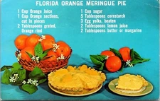 Florida Famous Orange Meringue Pie Recipe Baking Chrome Cancel WOB Postcard