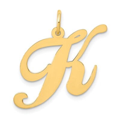 14k Gelbgold ausgefallene Schrift Initiale K Charm Anhänger 0,87 Zoll