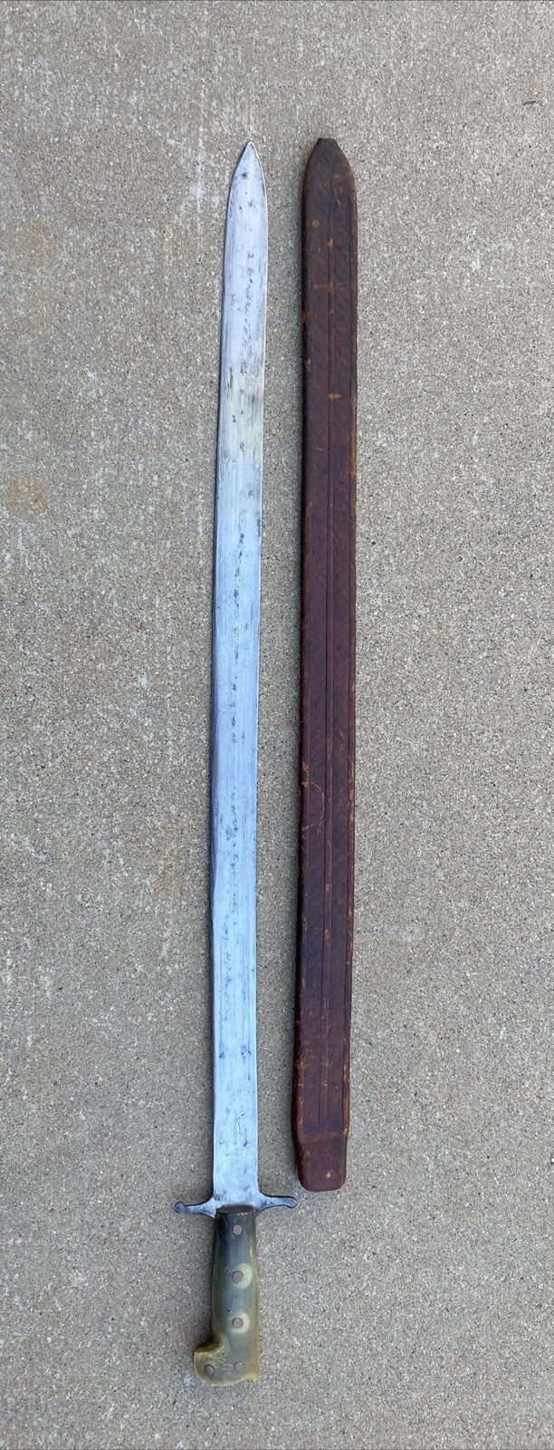 RARE 32" U.S. Collins & Co. #326 Machete / Sword with Tooled Scabbard