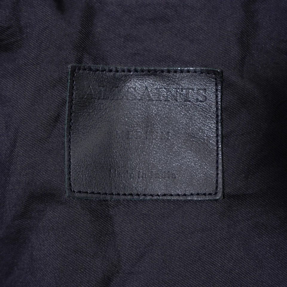 ALL SAINTS Suede Leather Jacket MEDIUM Mens Black Bomber M Camouflage Camo KIRK - Image 3 of 4