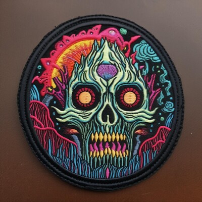 Skeleton Patch Iron-on Applique for Clothing Glowing Eyes, Alien