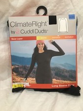 Climate Right Cuddl Duds Women Plush Warmth Long sleeve Crew Top Black 2024 Upic