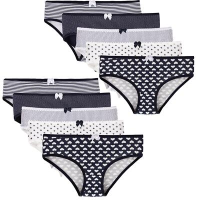10 Mädchen Slips Unterhosen Unterwäsche Panty Kinder Baumwolle Hipster 92-170