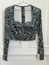 Rokh x H&M Designer Velours Samt Korsett-Stil Hellblau/Blumen, ausverkauft, neu