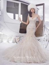 Sophia Tolli Australia mermaid wedding dress Blake, Champagne Lace Illusion Back