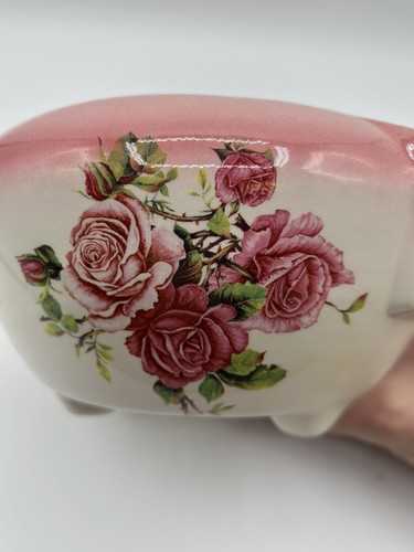 Vtg 1970s Hand Painted Rose Floral Glazed Ceramic Hanging Flowerpot Planter - Picture 10 of 15