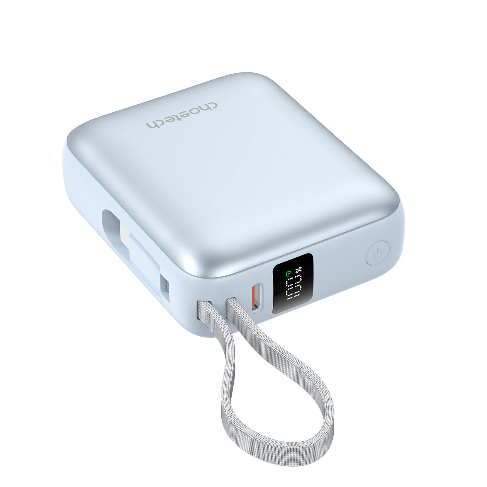 Power Bank B832-LBE CHOETECH Mini 10000mAh 35W con pantalla y cable integrado Azul