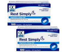 Quality Choice Rest Simply Nighttime Sleep Aid Caplets 100 ct - Pack of 2