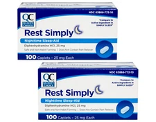 Quality Choice Rest Simply Nighttime Sleep Aid Caplets 100 ct - Pack of 2
