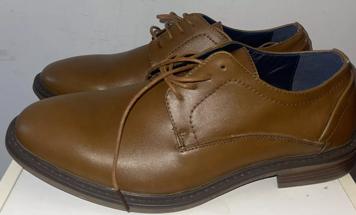 Joseph Abboud Plain Toe Oxfords Leather Light Brown Dress Shoes