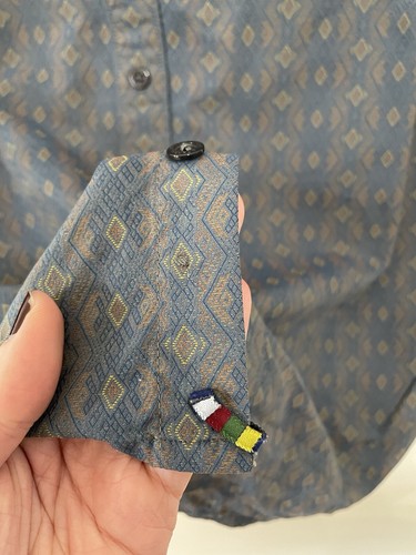 Sherpa Adventure Gear Men’s Button Up Shirt Short Sleeve Blue Diamond Pockets L - 第 3/9 張圖片
