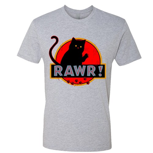 🔥 Rawr Jurassic Cats Unisex T Shirt Funny Humor Cat guy Humor Sarcastic Novelty - Picture 8 of 19